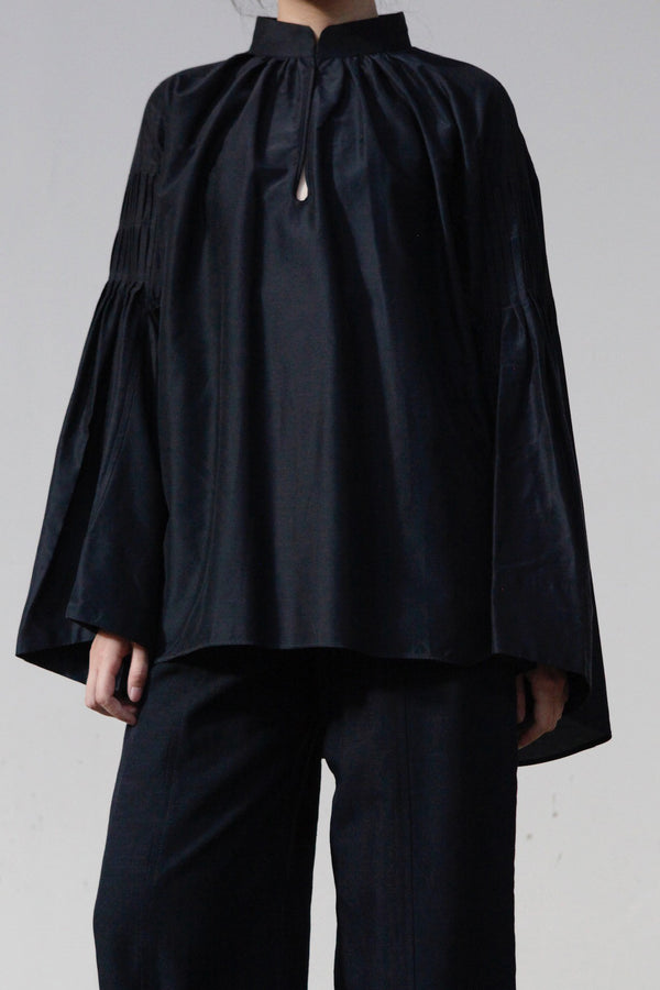 mame kurogouchi pleated craft loose top MM22PS SH702